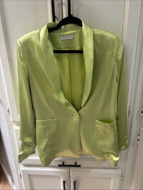 Closet Satin Lime Shawl-Collar Blazer